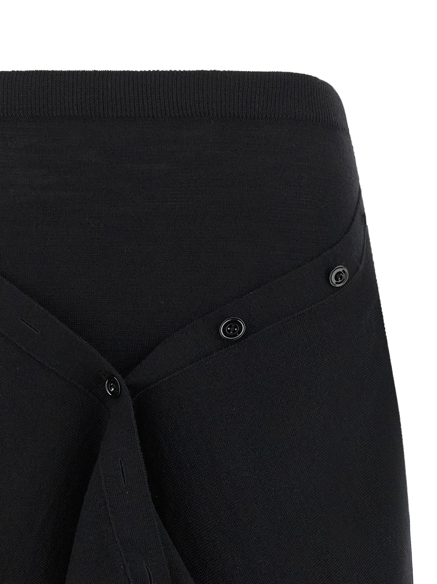 Skirt by Lemaire for women in wool acrylic black features a contoured silhouette from the Women's Asymmetrical Wool Acrylic Skirt collection, characterized by its contoured midi for a contoured finish.