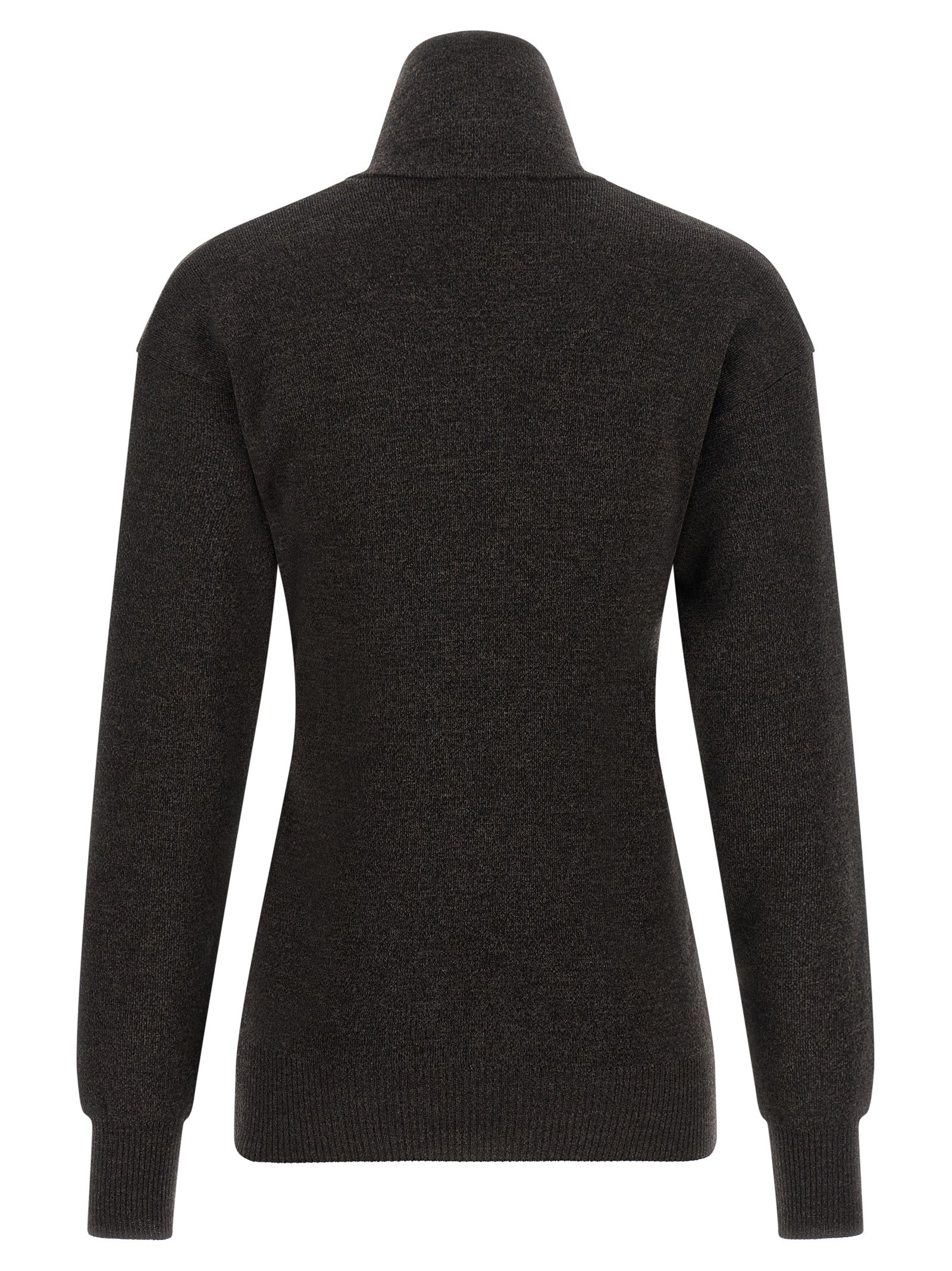 Cardigan by Lemaire for women in merino wool brown features an crisp silhouette, showcasing a sophisticated high-neck neckline and detail for a truly crisp finish.