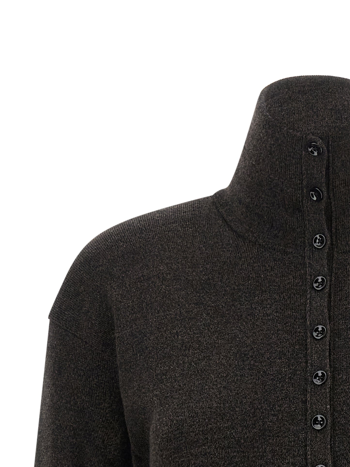 Cardigan by Lemaire for women in merino wool brown presents a textural silhouette, artfully finished with a textural high-neck neckline and for a sophisticated, textural look.