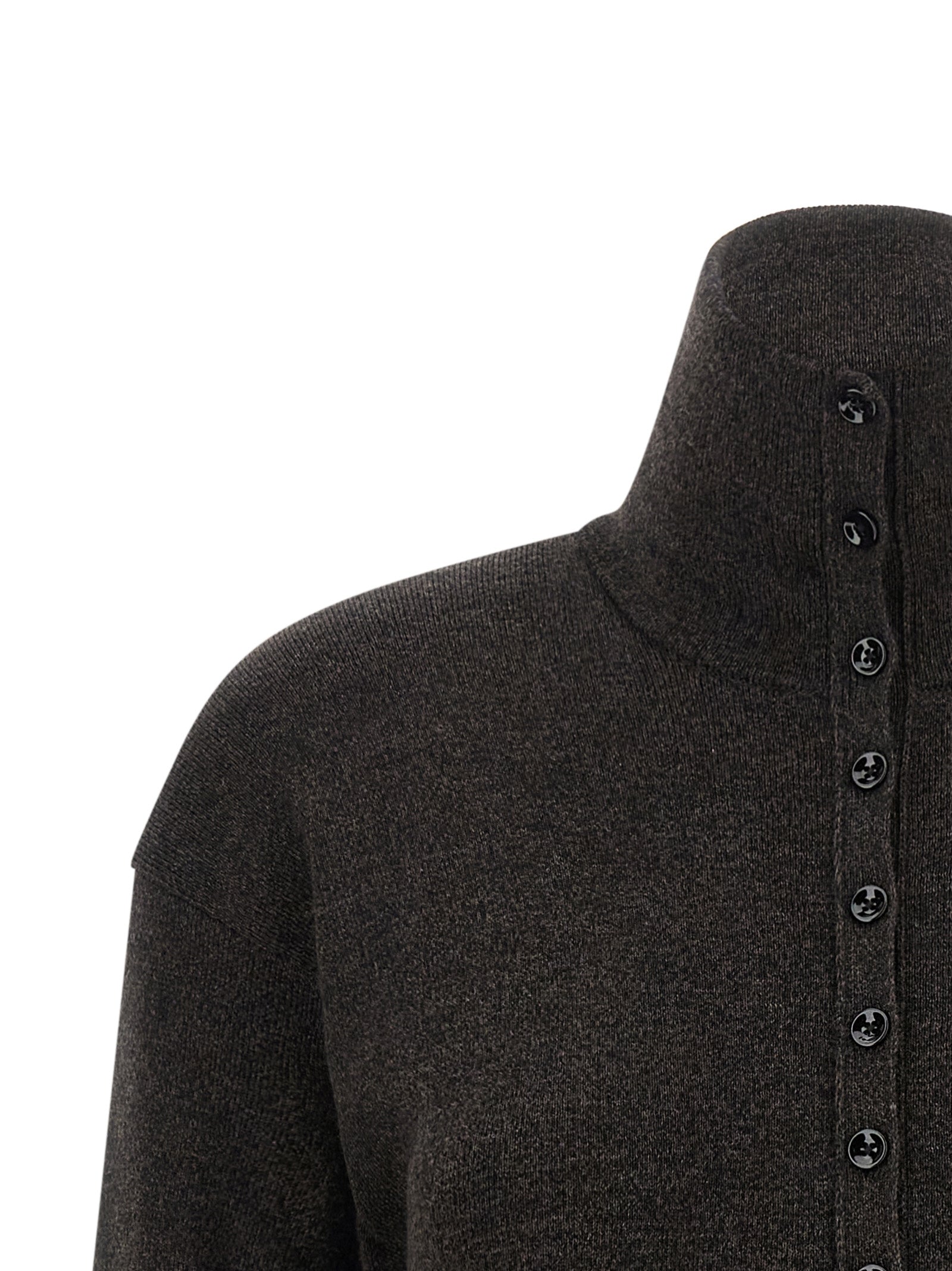 Cardigan by Lemaire for women in merino wool brown presents a textural silhouette, artfully finished with a textural high-neck neckline and for a sophisticated, textural look.