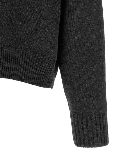 Cardigan by Loulou De Saison for women in cashmere gray & patterned presents a textural silhouette, artfully finished with a textural and for a sophisticated, textural look.