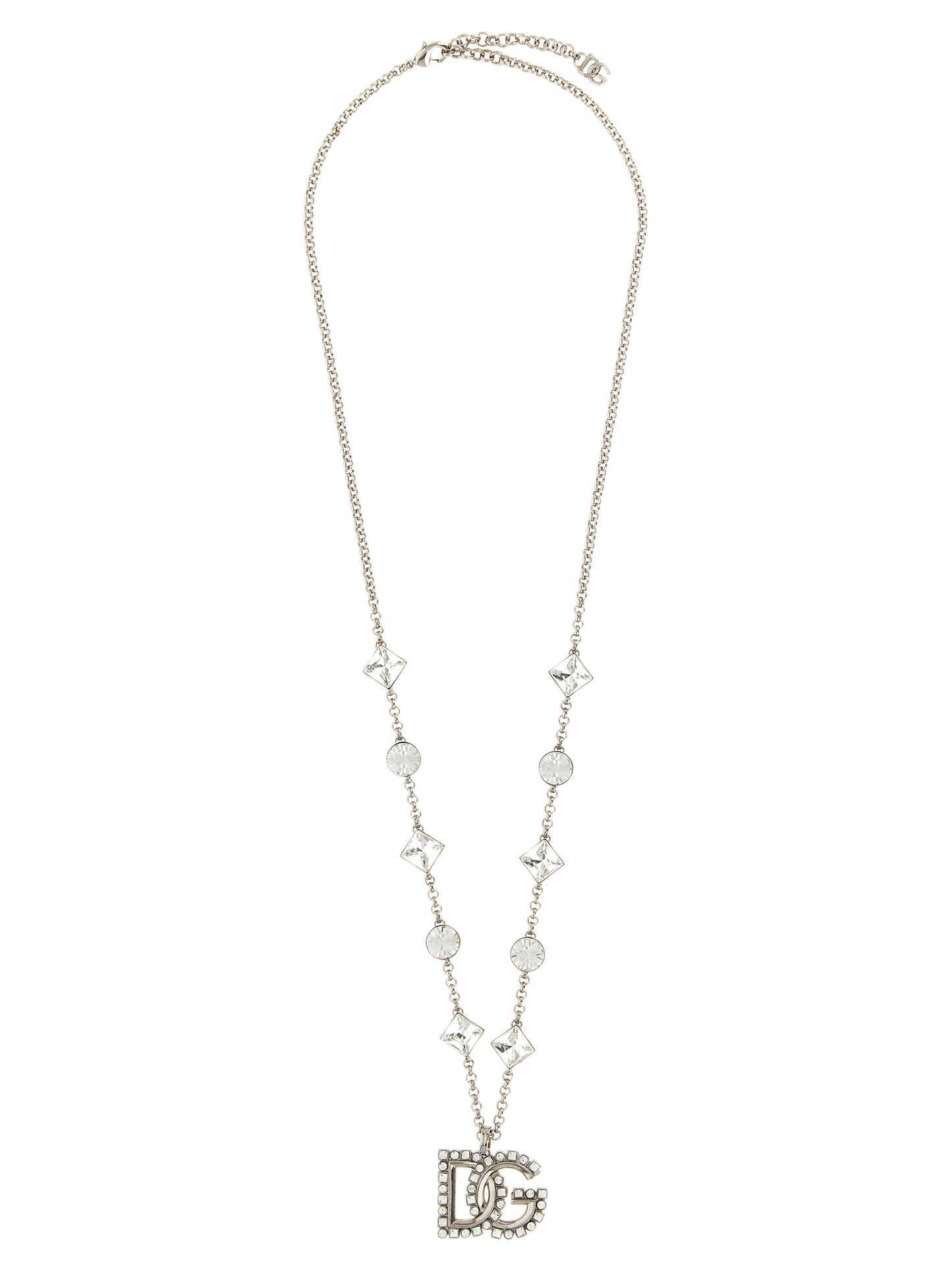 Dolce & Gabbana Women's Silver Brass & Glass Necklace - Silver Transparent Signature Monogram