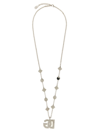 Dolce & Gabbana Women's Silver Brass & Glass Necklace - Silver Transparent Signature Monogram