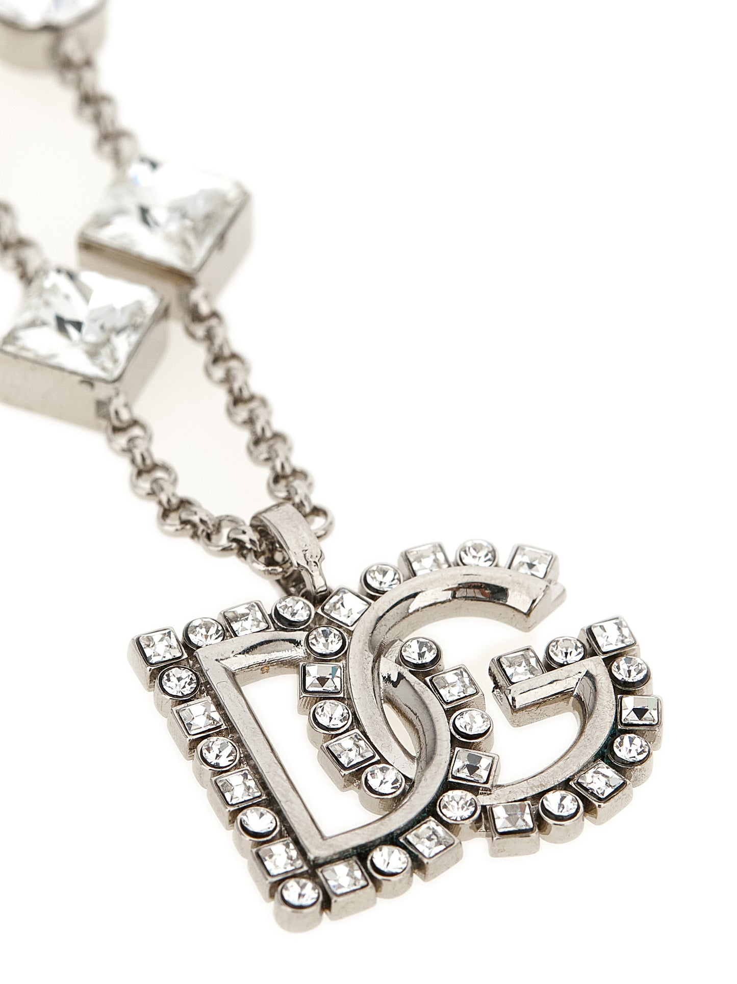 Dolce & Gabbana Women's Silver Brass & Glass Necklace - Silver Transparent Signature Monogram