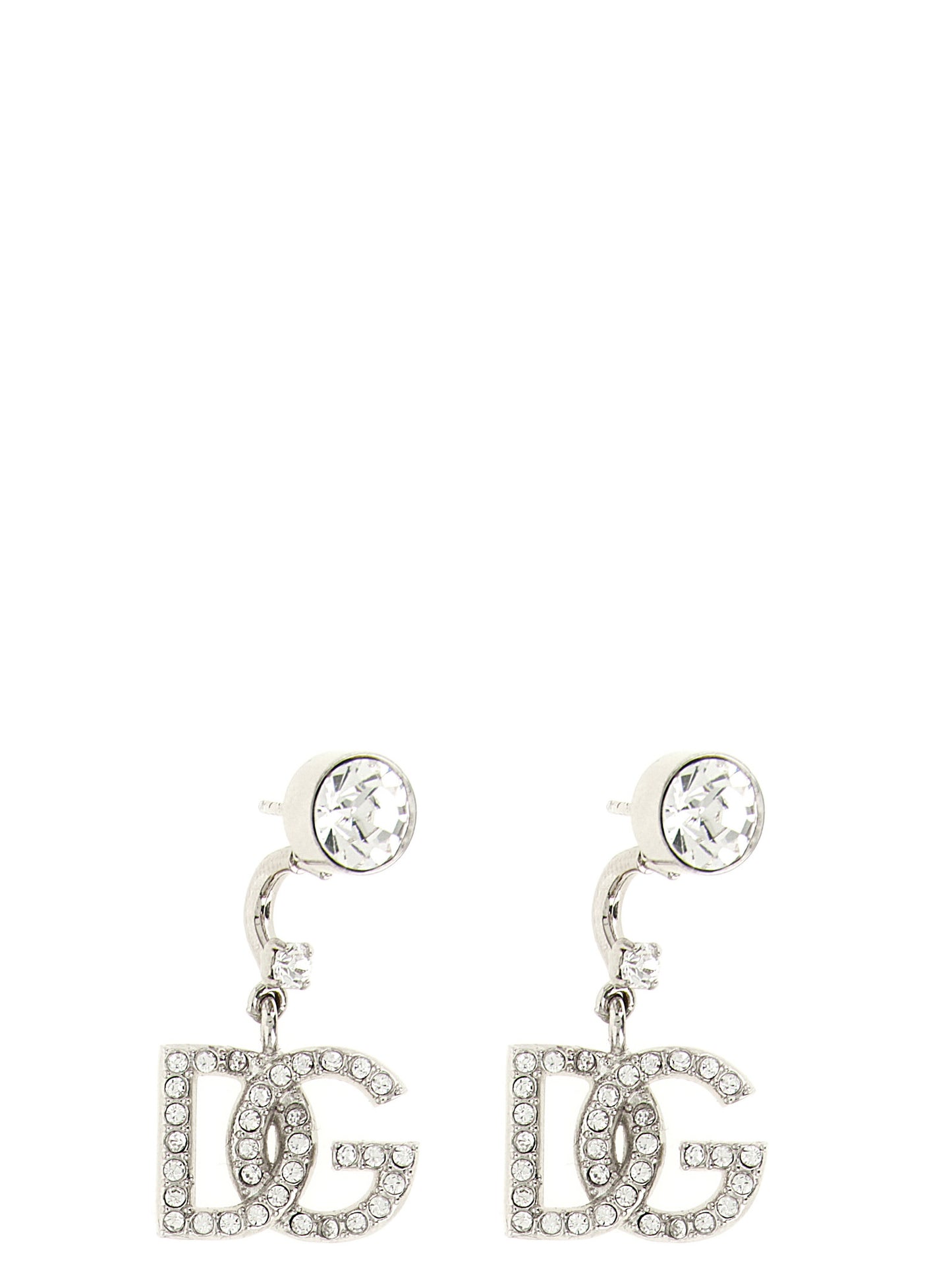 Dolce & Gabbana Women's Silver Brass & Crystal Earrings - Silver Transparent Monogram