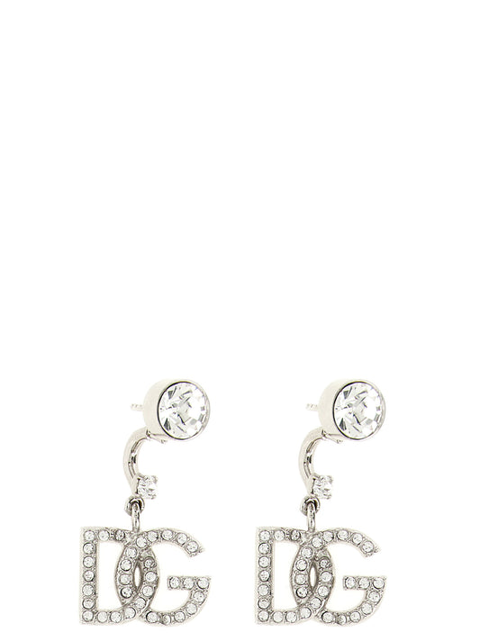 Dolce & Gabbana Women's Silver Brass & Crystal Earrings - Silver Transparent Monogram