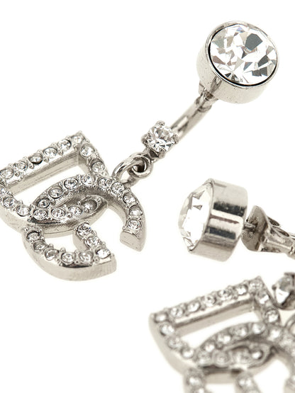 Dolce & Gabbana Women's Silver Brass & Crystal Earrings - Silver Transparent Monogram