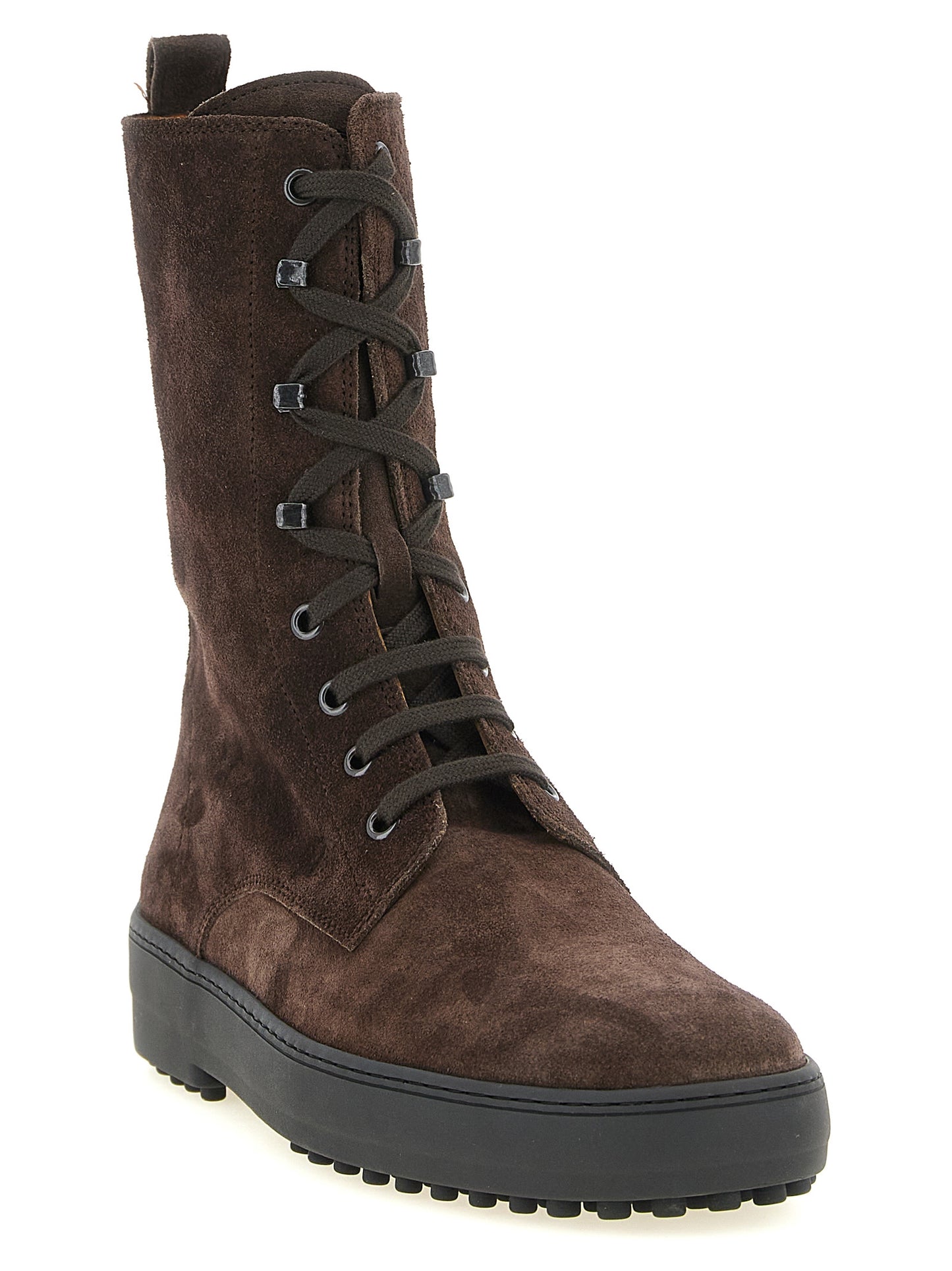 Lace-Up Ankle Winter Boots by Tod's for women in calfskin leather brown features an high-performance silhouette, showcasing the sophisticated design of the Women's Calfskin Leather Lace-Up Ankle Winter Boots with a and a refined .
