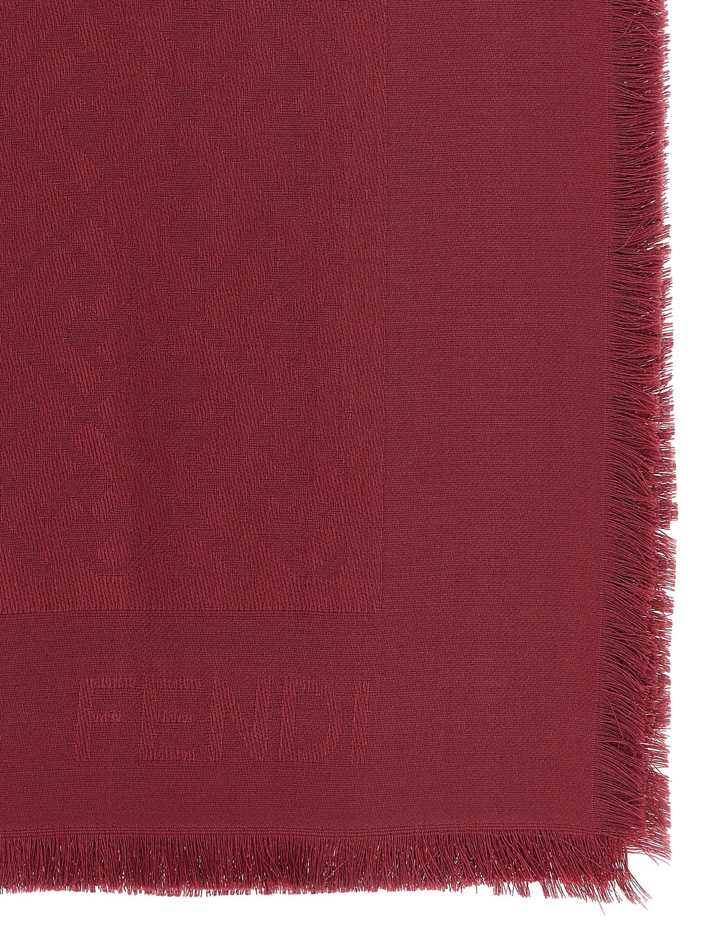 Scarf by Fendi for women in wool & silk bordeaux, patterned & jacquard features a snug silhouette, perfectly showcasing the elegant drape and premium finish of the Wool & Silk Scarf.