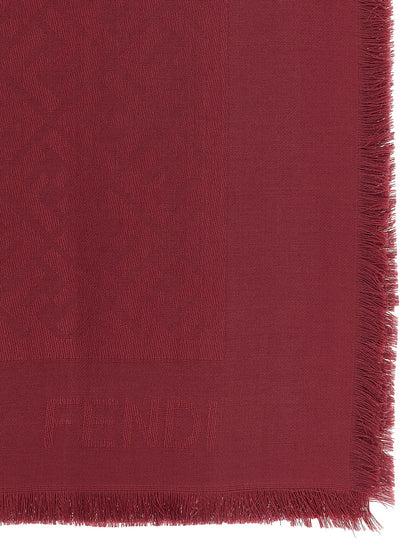 Scarf by Fendi for women in wool & silk bordeaux, patterned & jacquard features a snug silhouette, perfectly showcasing the elegant drape and premium finish of the Wool & Silk Scarf.