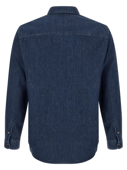 Shirt by A.P.C. for men in cotton blue features an polished silhouette, showcasing a sophisticated button-down-collar neckline and detail for a truly polished finish.