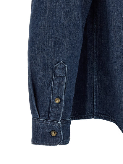Shirt by A.P.C. for men in cotton blue, featuring a nuanced and nuanced for a sophisticated finish.