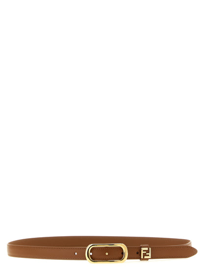 Belt by Fendi for women in calfskin leather brown & gold features an artisanal finish, elegantly showcasing the signature style and artisanal craftsmanship of the Calfskin Leather Belt design.