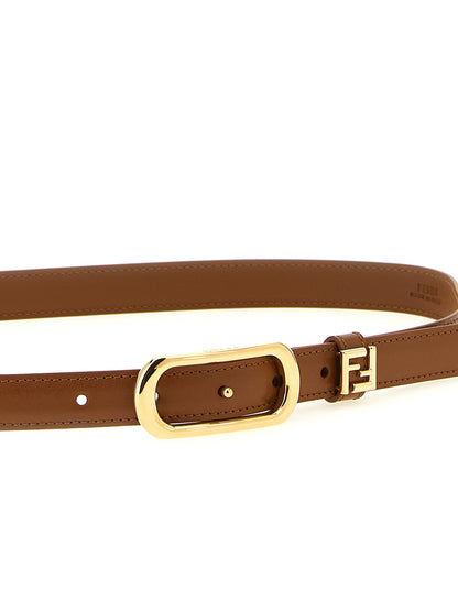 Belt by Fendi for women in calfskin leather brown & gold presents a artisanal silhouette from the Calfskin Leather Belt collection, showcasing an artisanal design and refined craftsmanship for a artisanal look.