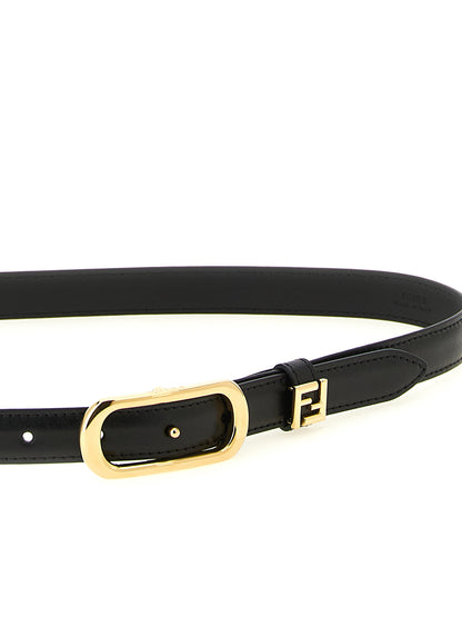 Belt by Fendi for women in calfskin leather black & gold features a bohemian chic silhouette, showcasing the bohemian chic Calfskin Leather Belt design with a sophisticated bohemian chic finish.