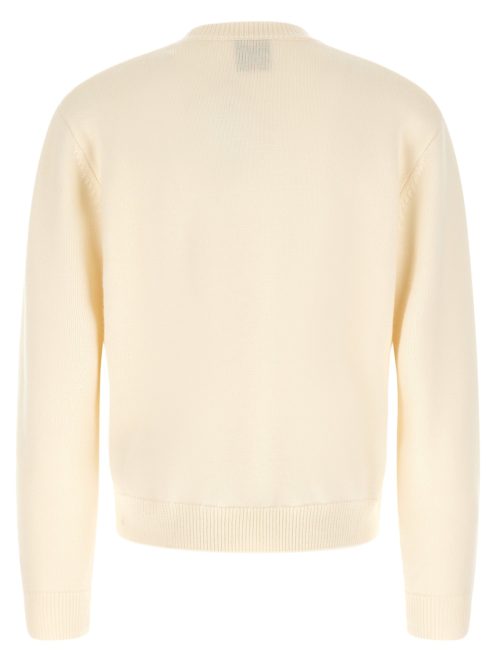 Cardigan by Casablanca for men in wool cream & white presents a textural silhouette, artfully finished with a textural round neckline and for a sophisticated, textural look.