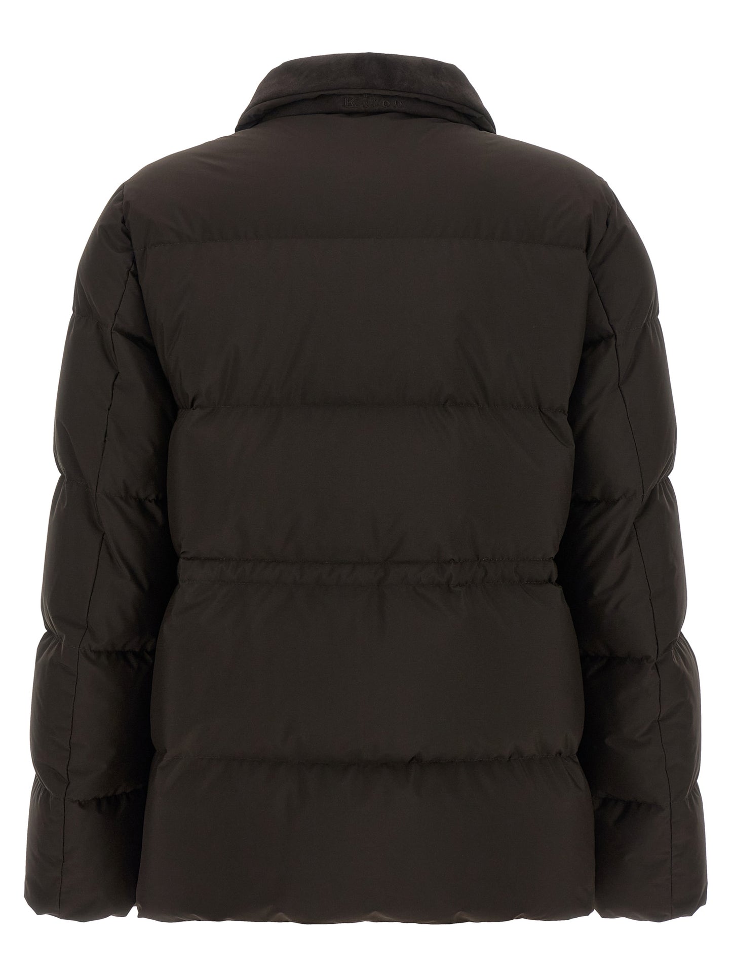Puffer Jacket by Kiton for women in polyamide suede leather brown features an contemporary silhouette, showcasing a sophisticated and contemporary insulated for a truly refined look.
