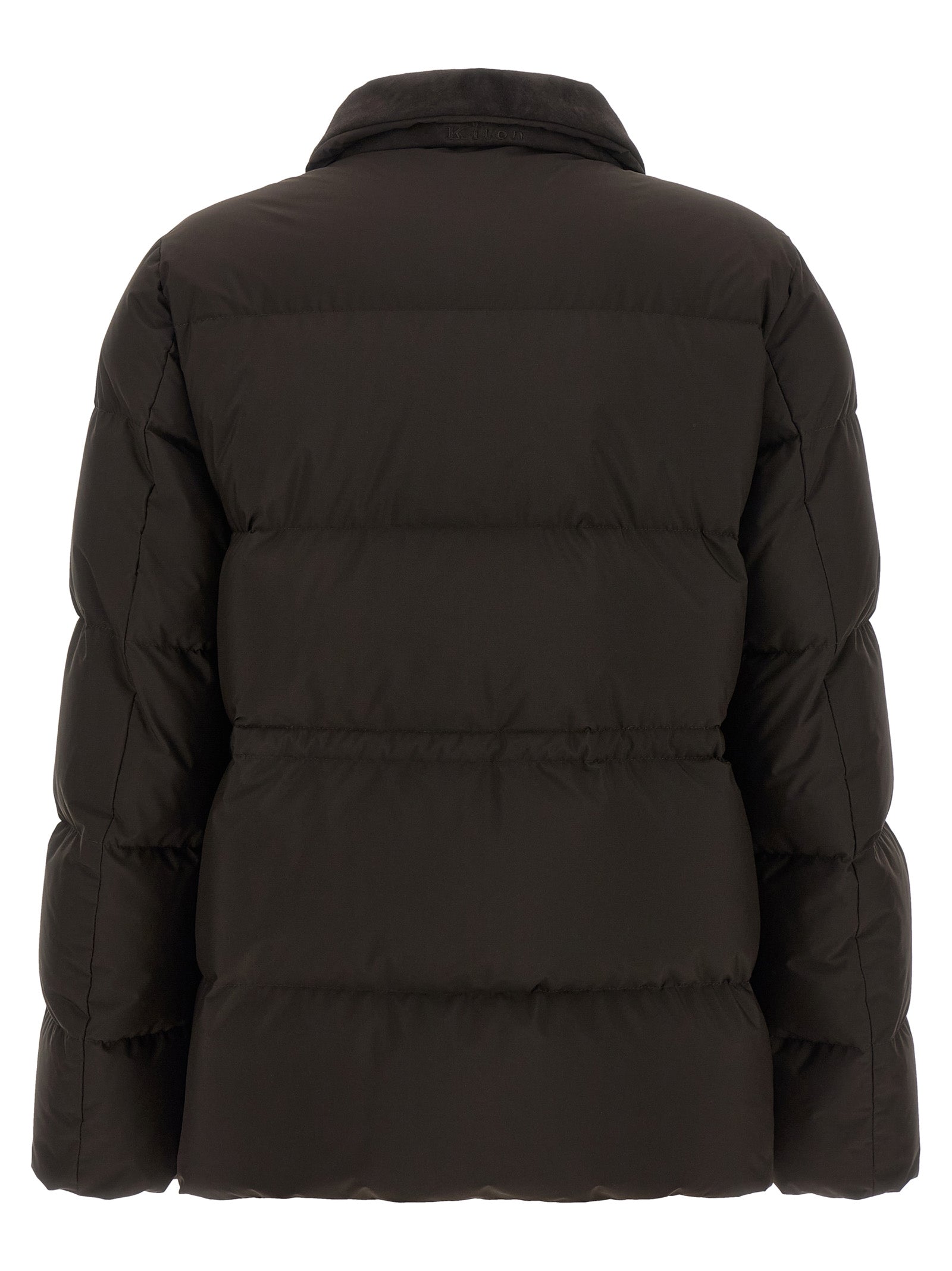 Puffer Jacket by Kiton for women in polyamide suede leather brown features an contemporary silhouette, showcasing a sophisticated and contemporary insulated for a truly refined look.