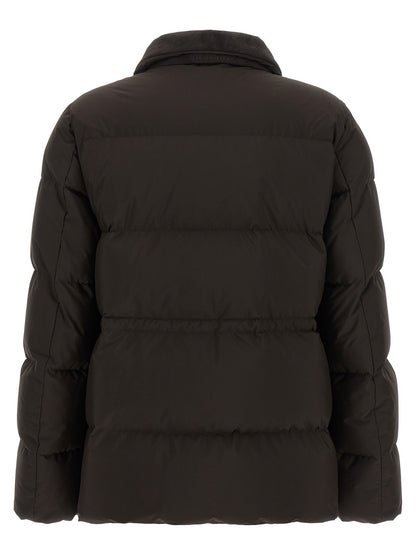 Puffer Jacket by Kiton for women in polyamide suede leather brown features an contemporary silhouette, showcasing a sophisticated and contemporary insulated for a truly refined look.