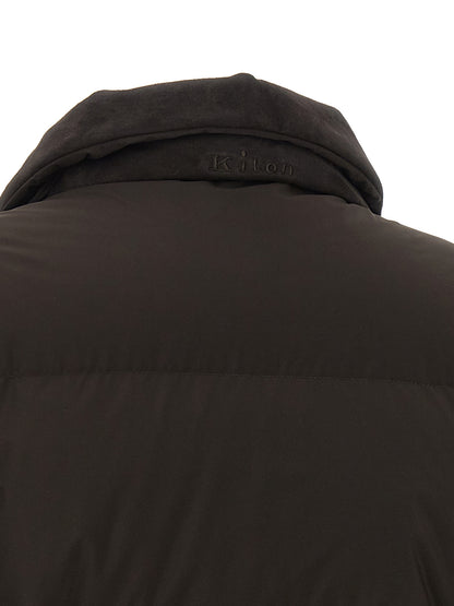 Puffer Jacket by Kiton for women in polyamide suede leather brown features an on trend silhouette, showcasing refined insulated and a sophisticated for a truly on trend finish.
