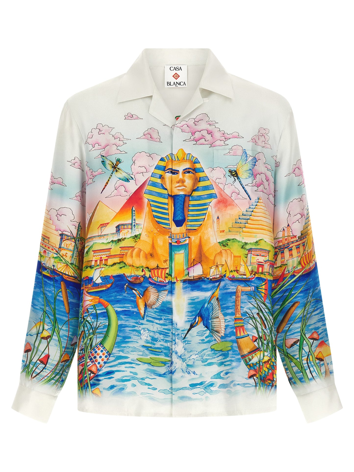 Shirt by Casablanca for men in silk twill gold, multicolor & print presents a discerning silhouette, showcasing a sophisticated cuban-collar neckline and for a truly discerning finish.