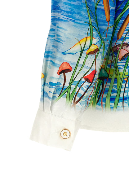 Shirt by Casablanca for men in silk twill gold, multicolor & print showcases a sleek silhouette, elegantly detailed with a sleek and for a sleek finish.