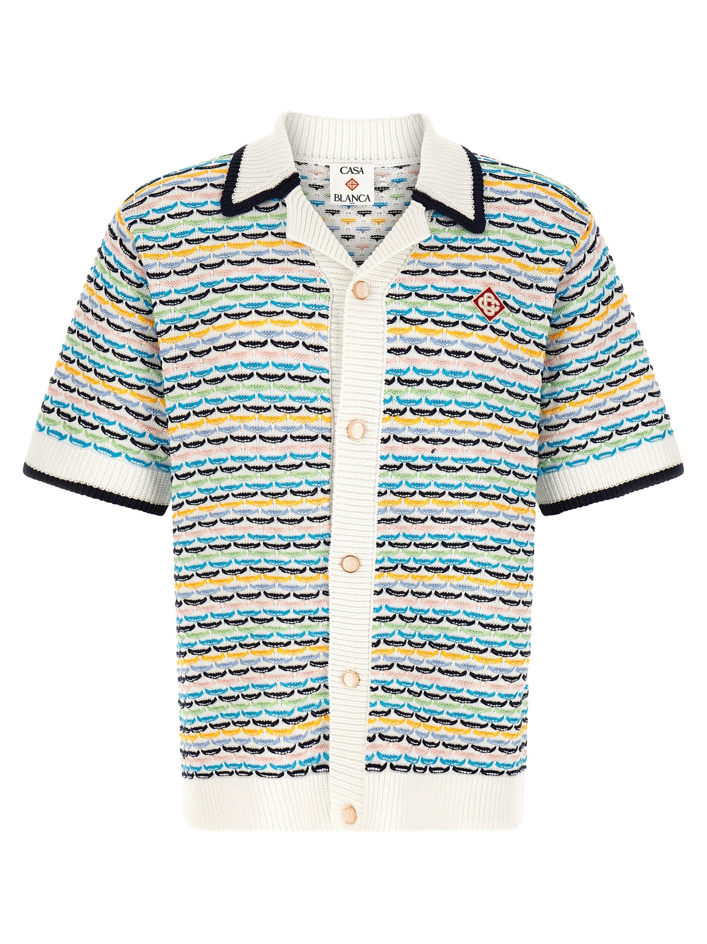 Shirt by Casablanca for men in cotton gold, multicolor, pearl, rainbow, patterned, monogram & striped features an polished silhouette, showcasing a sophisticated and detail for a truly polished finish.