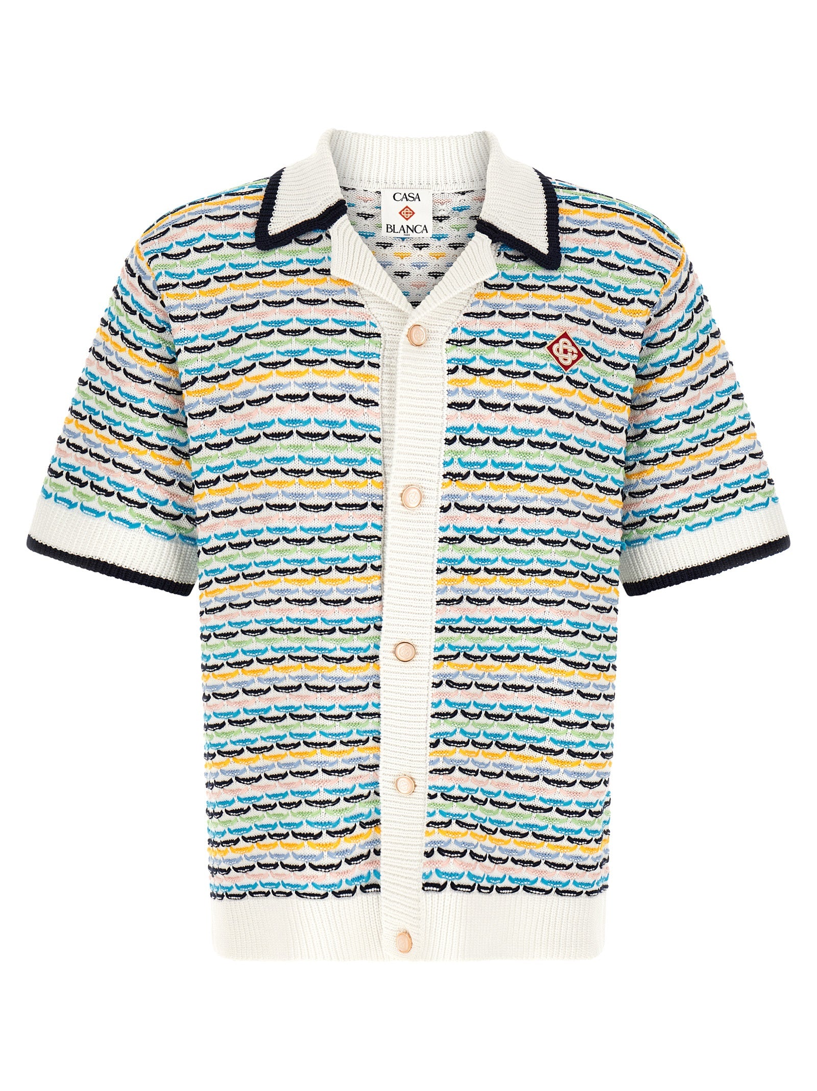 Shirt by Casablanca for men in cotton gold, multicolor, pearl, rainbow, patterned, monogram & striped features an polished silhouette, showcasing a sophisticated and detail for a truly polished finish.