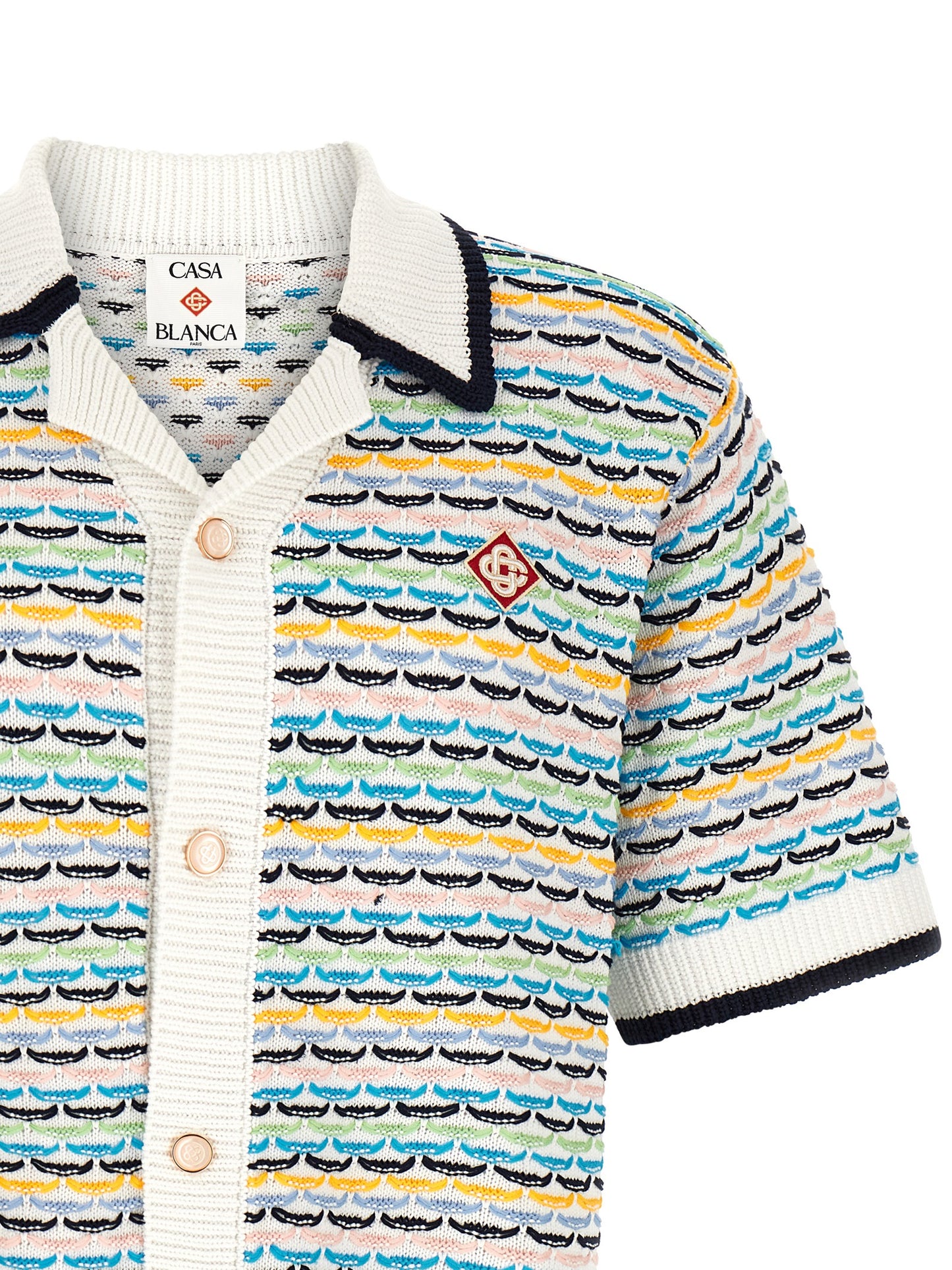 Shirt by Casablanca for men in cotton gold, multicolor, pearl, rainbow, patterned, monogram & striped, featuring a nuanced and nuanced for a sophisticated finish.