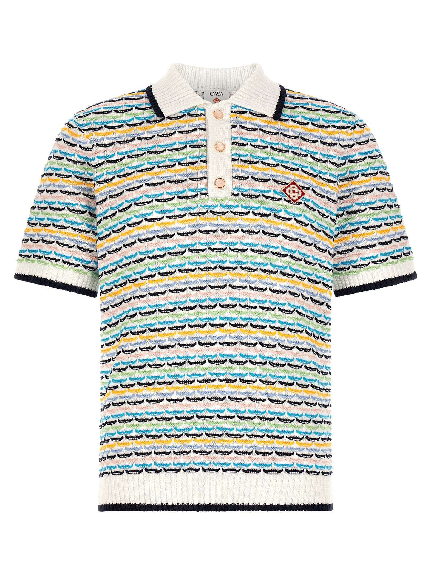This Polo Shirt by Casablanca for men in cotton multicolor, pearl & patterned presents a flawless silhouette, showcasing flawless detailing and a refined for a truly flawless aesthetic.