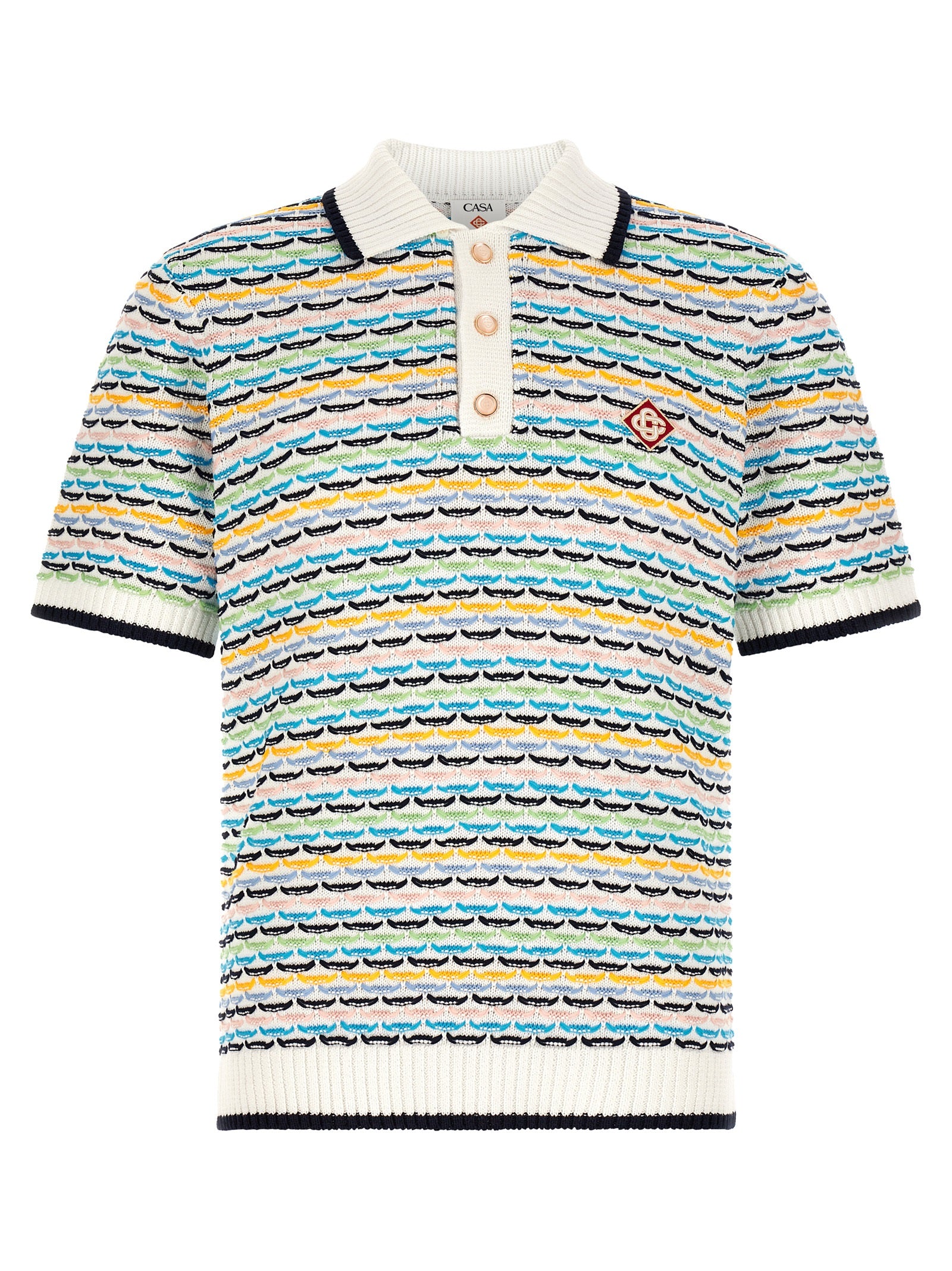 This Polo Shirt by Casablanca for men in cotton multicolor, pearl & patterned presents a flawless silhouette, showcasing flawless detailing and a refined for a truly flawless aesthetic.