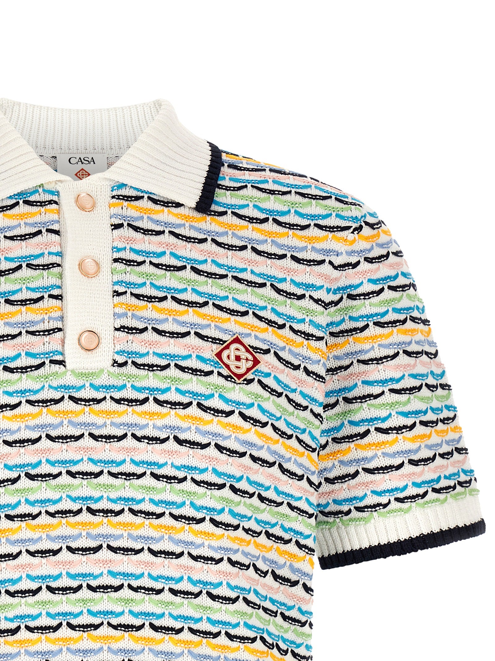 Polo Shirt by Casablanca for men in cotton multicolor, pearl & patterned features a eye catching silhouette, showcasing a refined and for a eye catching finish.