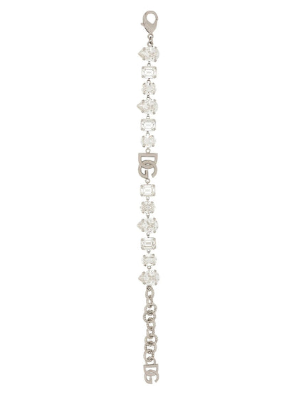 Dolce & Gabbana Women's Chain Charm Silver Brass Bracelet - Emerald Silver Monogram
