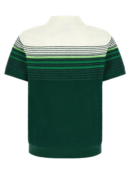 Polo Shirt by Casablanca for men in nylon cotton bicolour, gold, green, pearl, white & striped features a eye catching silhouette, showcasing a refined and for a eye catching finish.