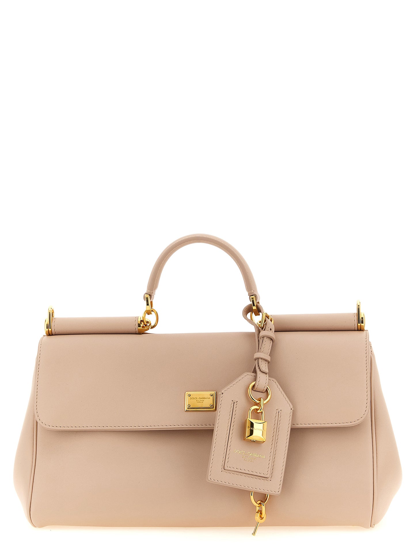 Flap Handbag by Dolce & Gabbana for women in leather & metal gold, multicolor & pink features a refined silhouette, showcasing a secure flap, organized , and versatile shoulder-strap, handle & detachable-strap for a refined finish.