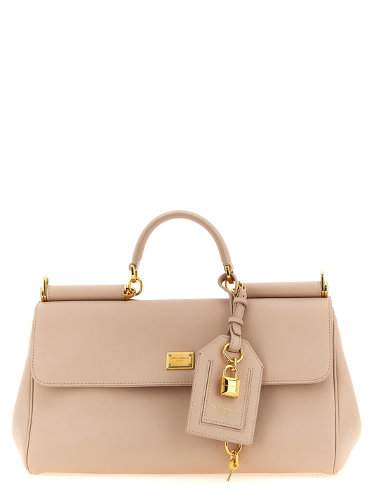 Flap Handbag by Dolce & Gabbana for women in leather & metal gold, multicolor & pink features a refined silhouette, showcasing a secure flap, organized , and versatile shoulder-strap, handle & detachable-strap for a refined finish.