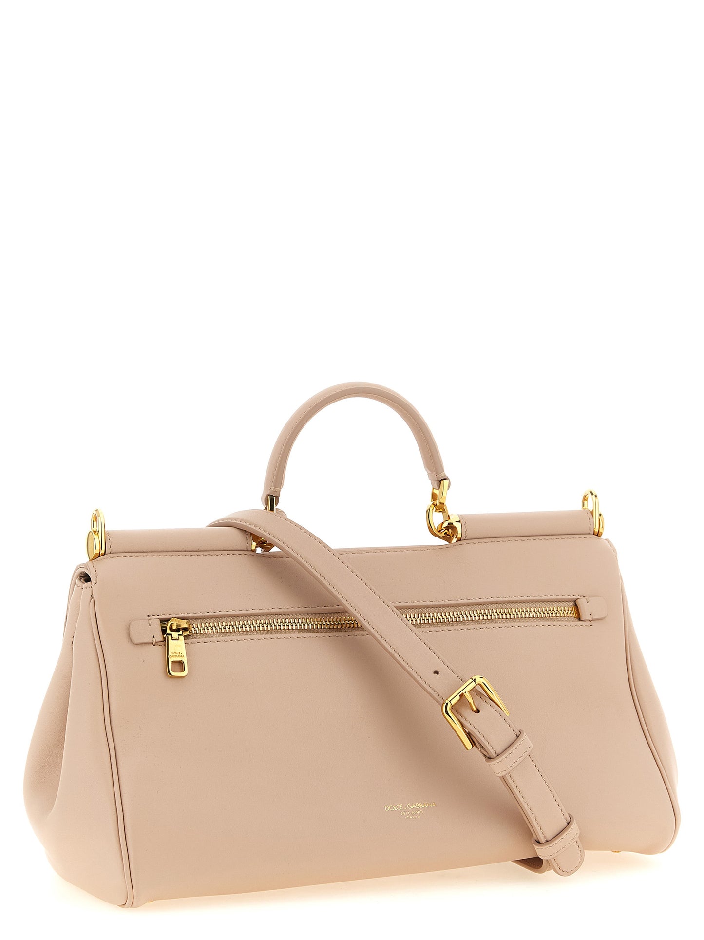 Flap Handbag by Dolce & Gabbana for women in leather & metal gold, multicolor & pink features a contemporary silhouette, showcasing a secure flap, ample , and contemporary shoulder-strap, handle & detachable-strap for a sophisticated look.
