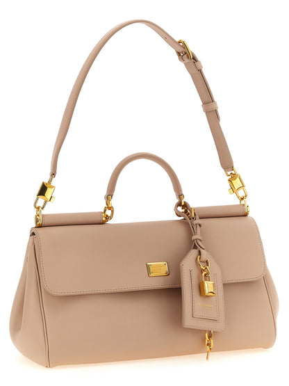 Flap Handbag by Dolce & Gabbana for women in leather & metal gold, multicolor & pink features an refined silhouette, showcasing a secure flap, ample , and versatile shoulder-strap, handle & detachable-strap for a sophisticated refined aesthetic.