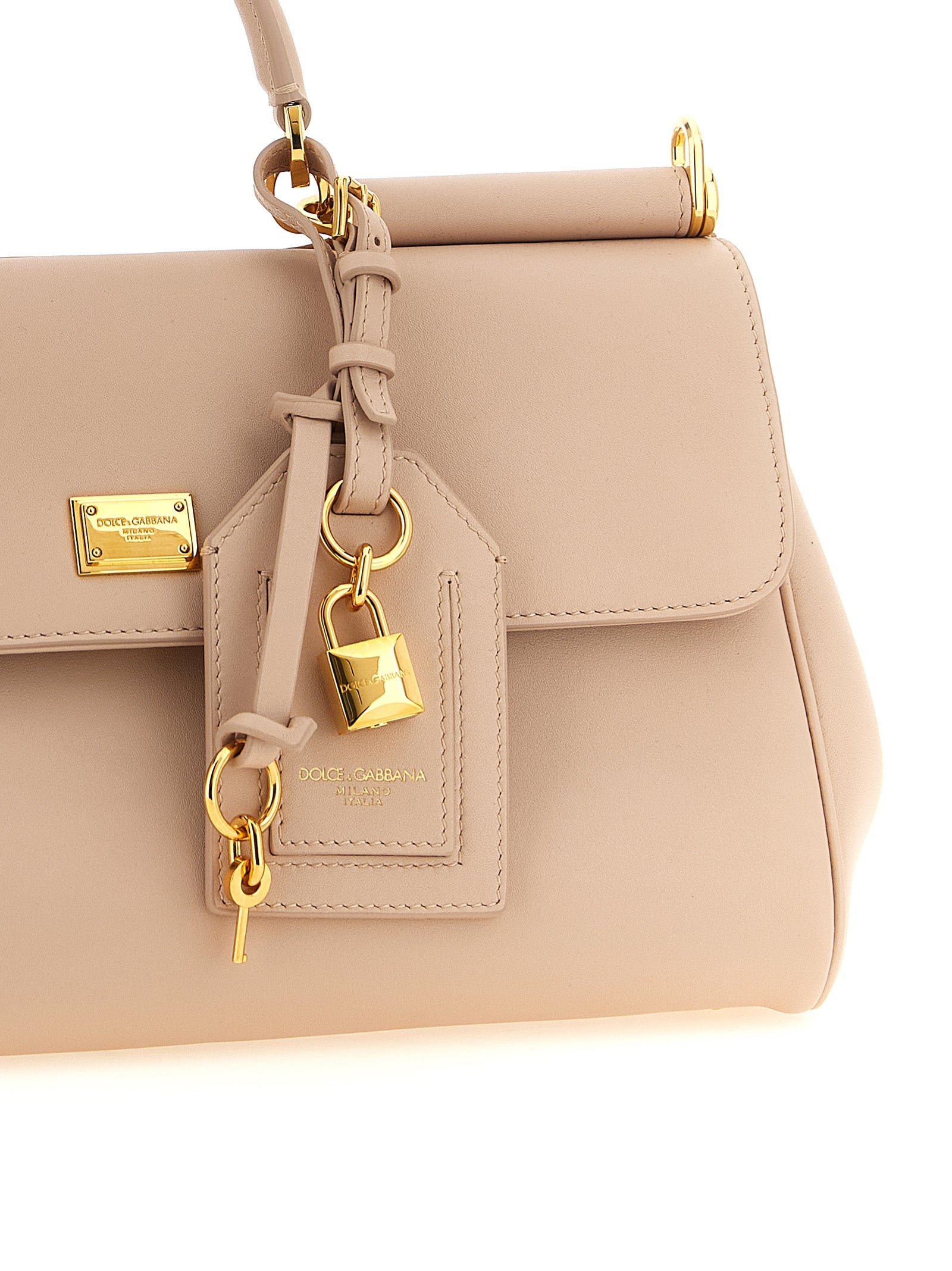 Flap Handbag by Dolce & Gabbana for women in leather & metal gold, multicolor & pink features a exquisite silhouette, showcasing a secure flap and exquisite with versatile shoulder-strap, handle & detachable-strap for a exquisite finish.