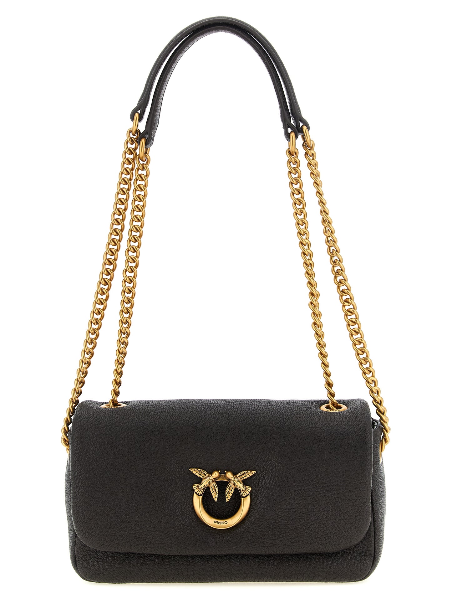 Crossbody Handbag by PINKO for women in lamb leather black, brown, gold & signature features an versatile silhouette, showcasing a secure buckle and versatile with versatile crossbody-strap for a versatile finish.