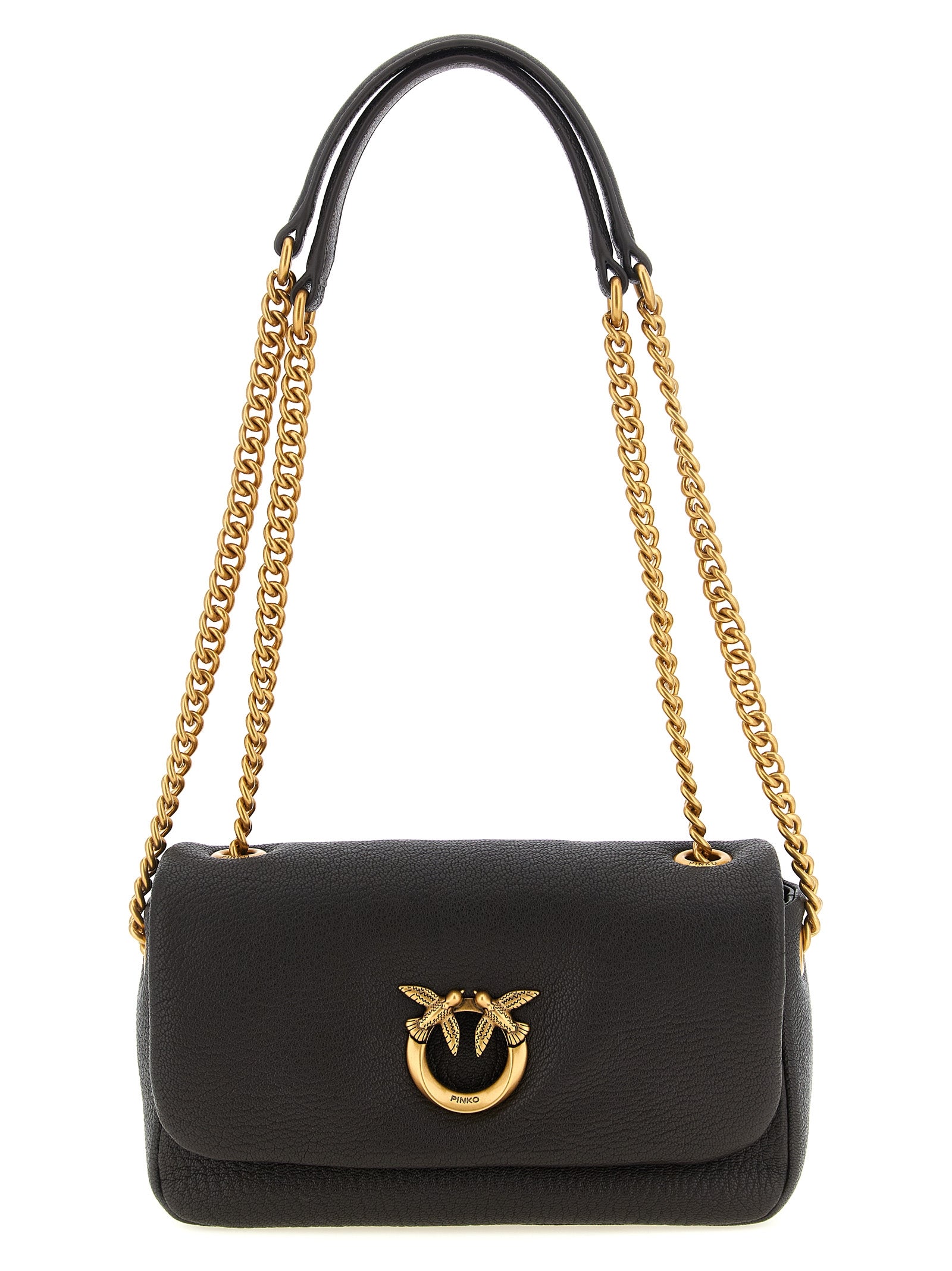 Crossbody Handbag by PINKO for women in lamb leather black, brown, gold & signature features an versatile silhouette, showcasing a secure buckle and versatile with versatile crossbody-strap for a versatile finish.