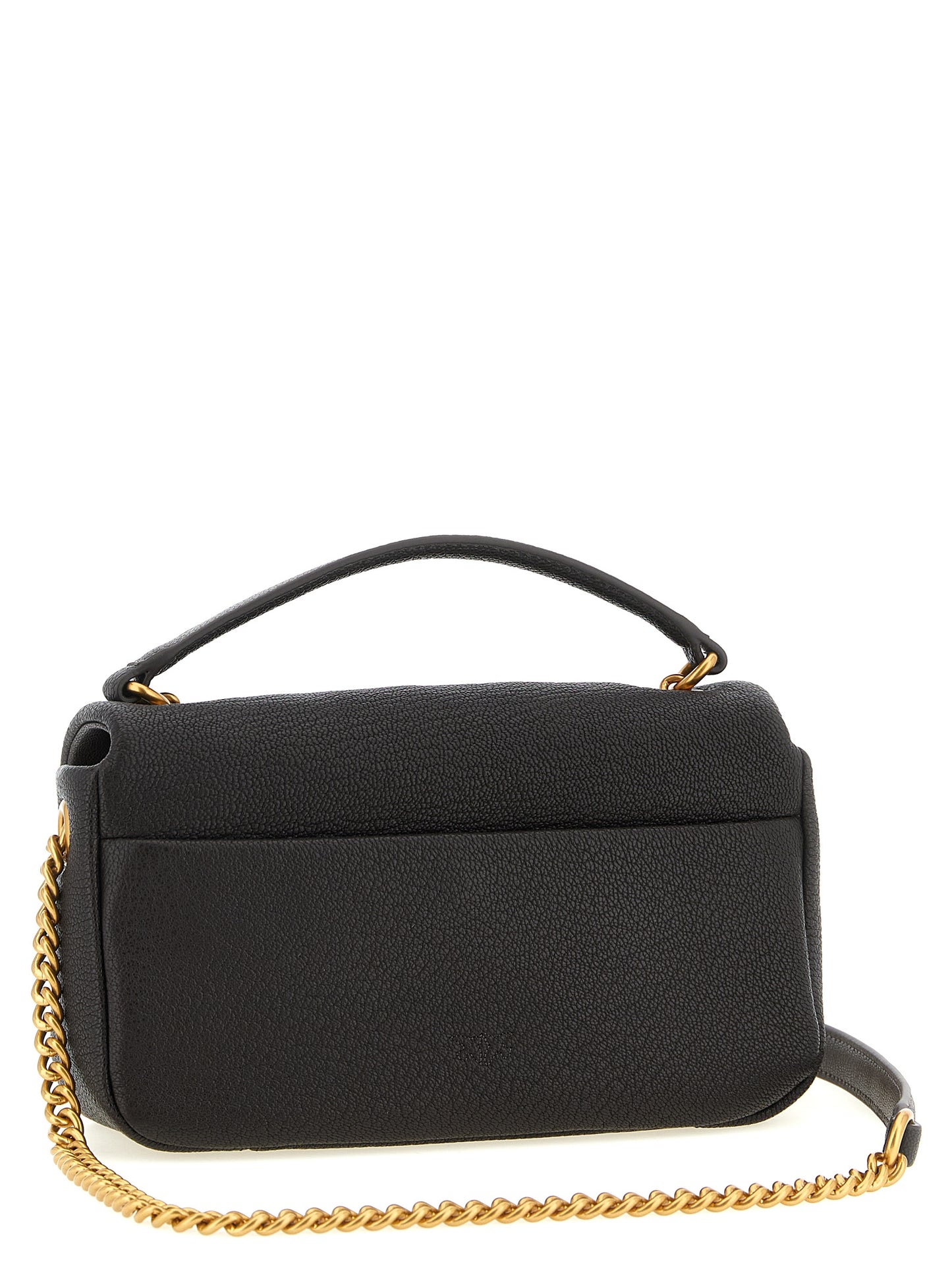Crossbody Handbag by PINKO for women in lamb leather black, brown, gold & signature features a transformative sophistication silhouette, showcasing a secure buckle, ample , and versatile crossbody-strap for a transformative sophistication look.