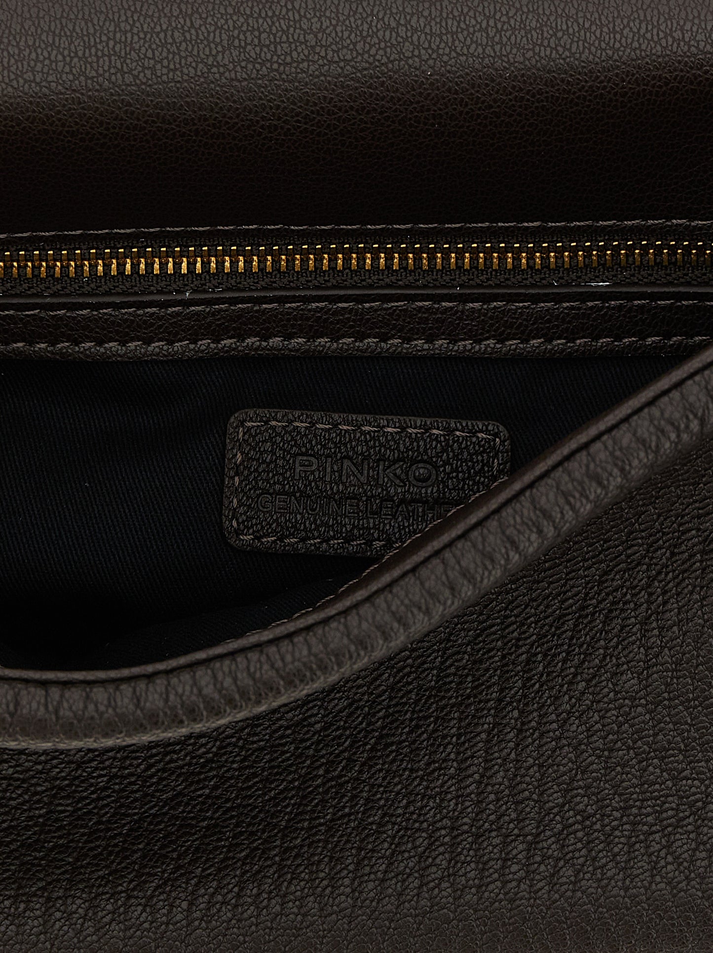 Crossbody Handbag by PINKO for women in lamb leather black, brown, gold & signature features a transformative elegance silhouette, showcasing a secure buckle, organized , and versatile crossbody-strap for a transformative elegance look.