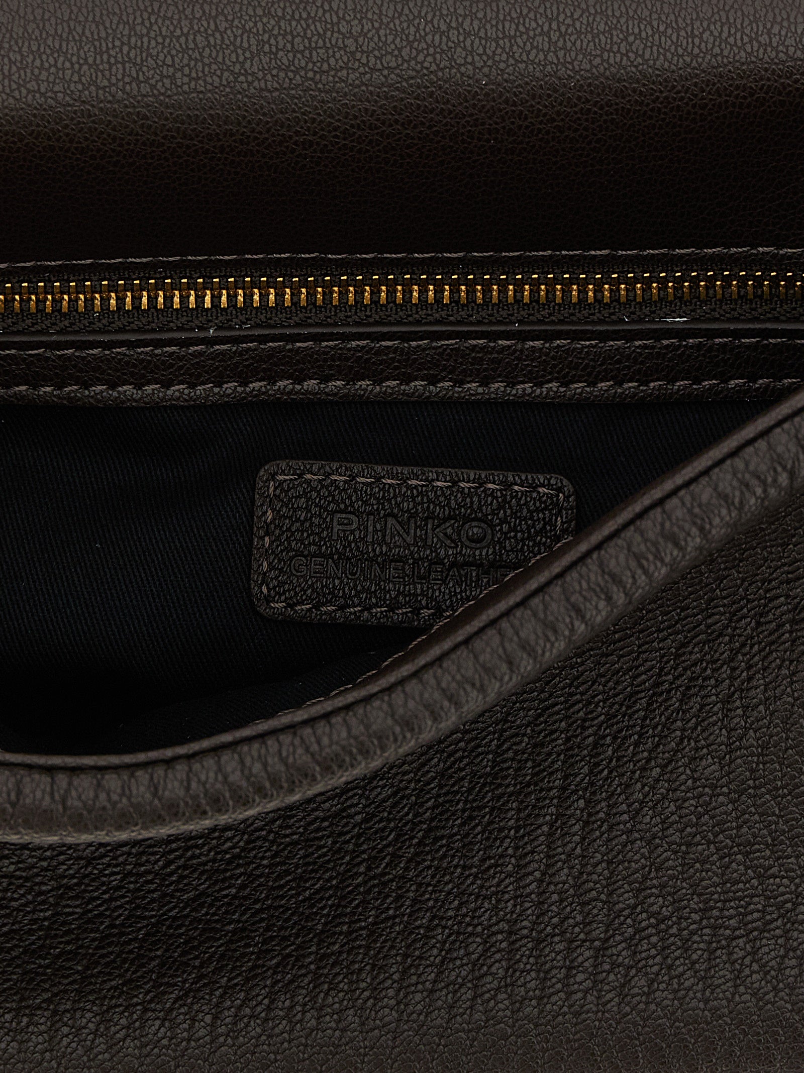Crossbody Handbag by PINKO for women in lamb leather black, brown, gold & signature features a transformative elegance silhouette, showcasing a secure buckle, organized , and versatile crossbody-strap for a transformative elegance look.