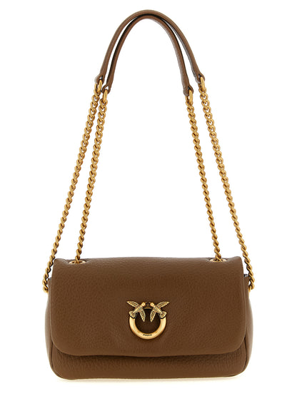 Shoulder Bag by PINKO for women in lamb leather brown & gold features a effortless chic silhouette with a secure zipper & buckle, ample , and versatile shoulder-strap for a effortless chic finish.