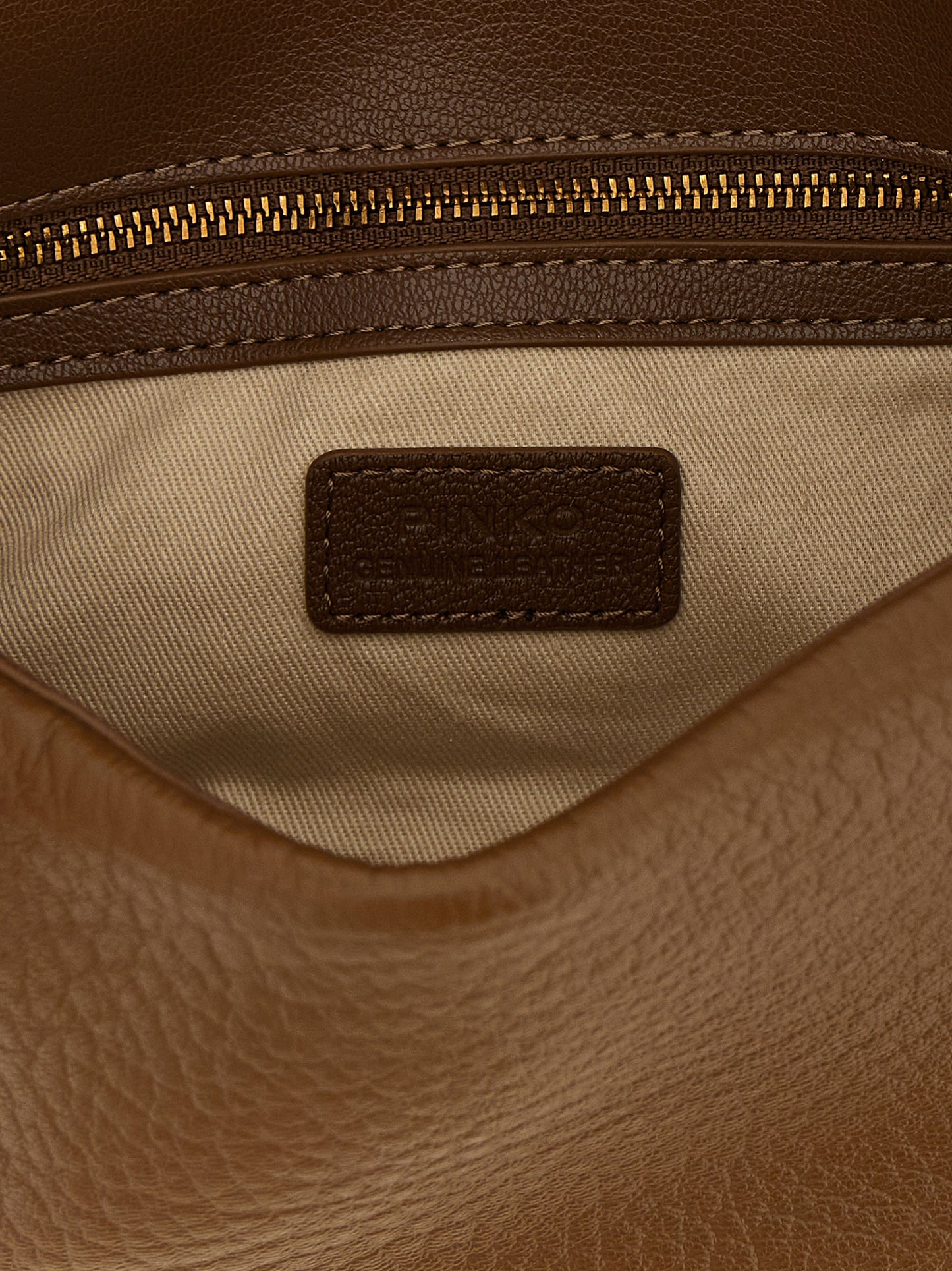 Shoulder Bag by PINKO for women in lamb leather brown & gold showcases a enviable silhouette, artfully detailed with a secure zipper & buckle, organized , and versatile shoulder-strap for a enviable look.