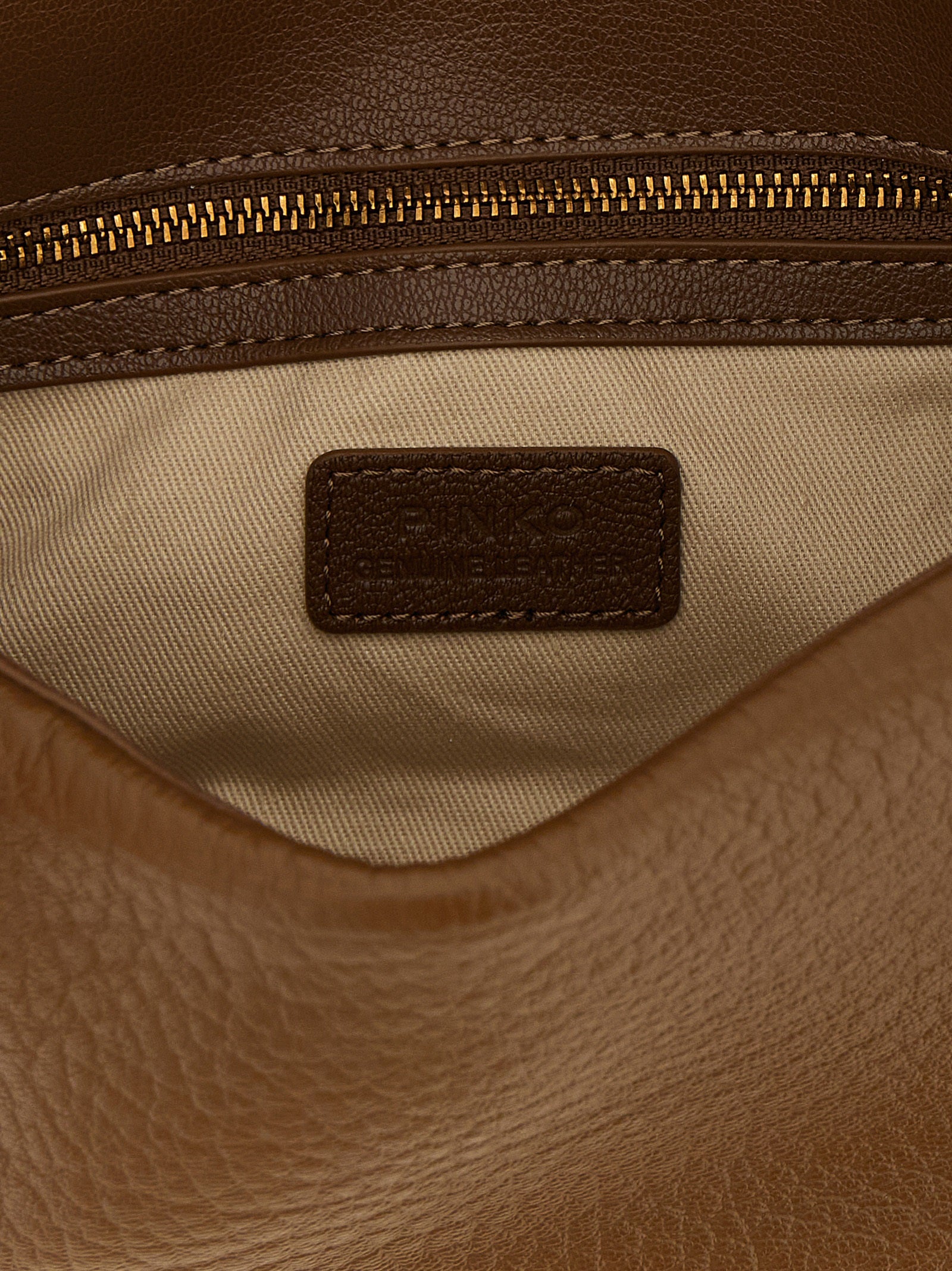 Shoulder Bag by PINKO for women in lamb leather brown & gold showcases a enviable silhouette, artfully detailed with a secure zipper & buckle, organized , and versatile shoulder-strap for a enviable look.