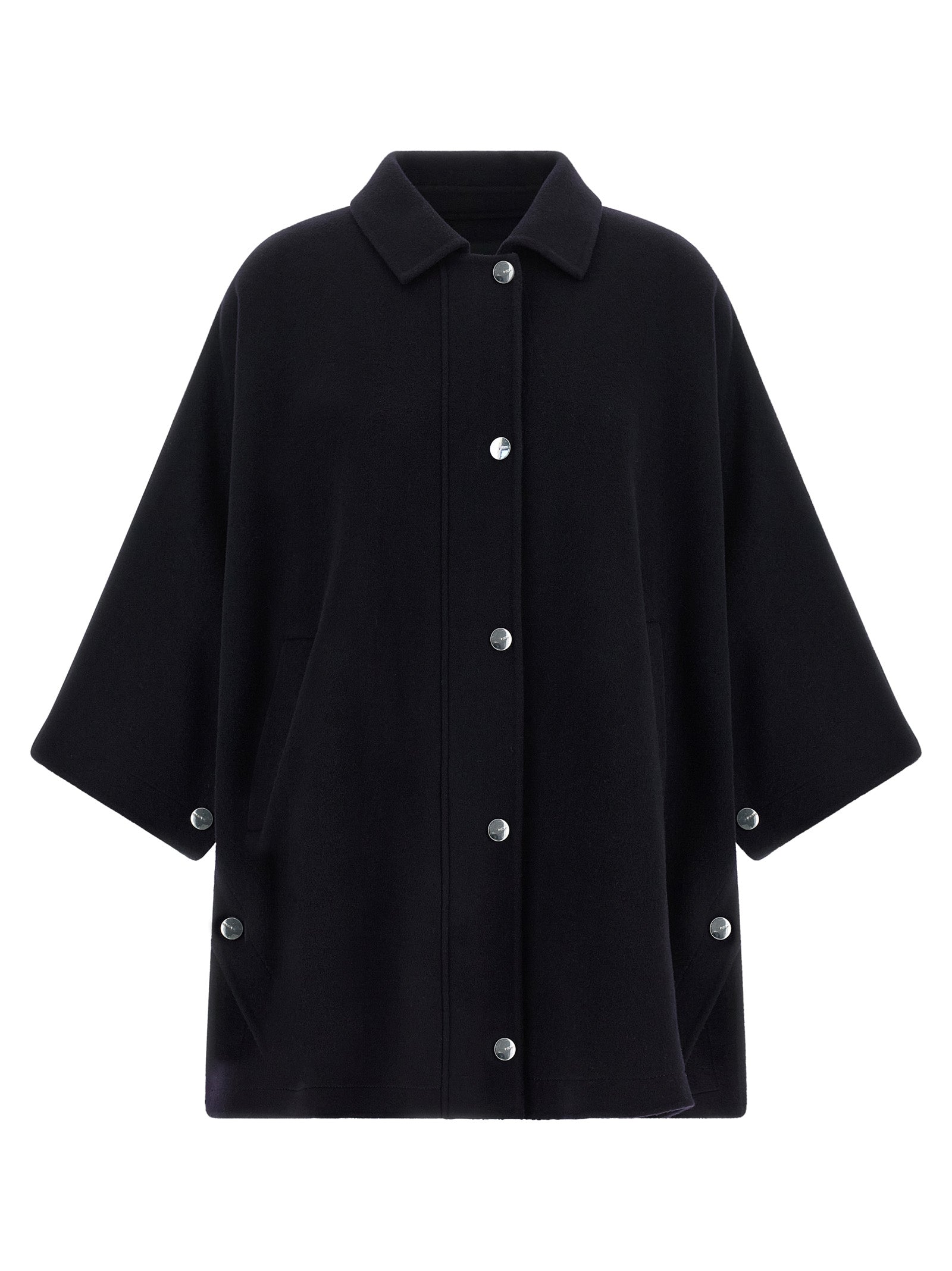 Cape by PINKO for women in polyamide & wool blue & silver presents a cosy chic silhouette, meticulously detailed with distinctive and a sophisticated turtle neckline for a truly cosy chic finish.