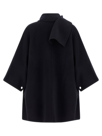Cape by PINKO for women in polyamide & wool blue & silver presents a coveted silhouette featuring coveted and a coveted turtle neckline for an elegant finish.