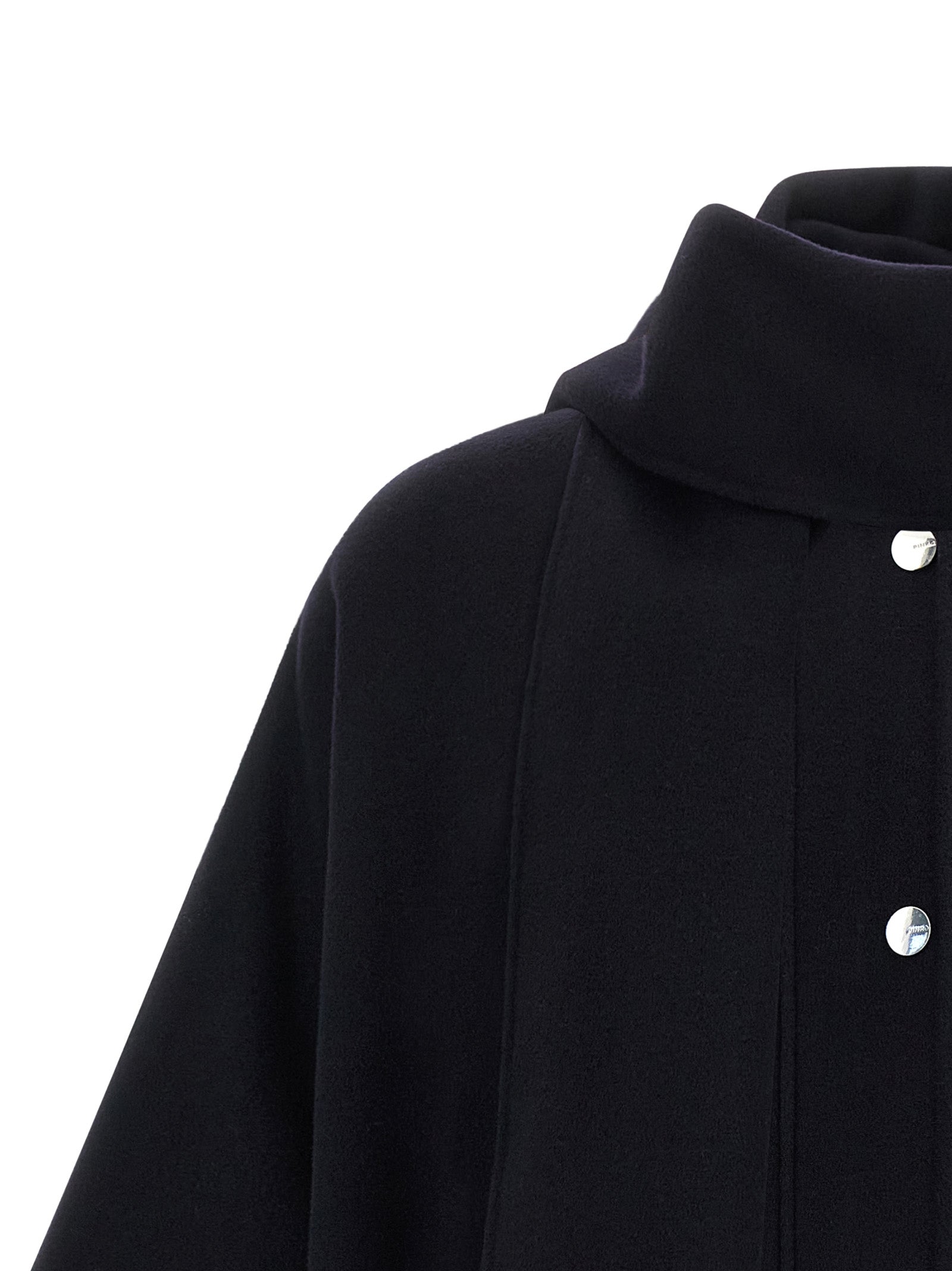 Cape by PINKO for women in polyamide & wool blue & silver features a versatile silhouette, artfully detailed with a versatile turtle neckline and distinctive for a truly versatile finish.